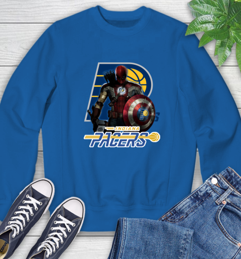 Indiana Pacers NBA Basketball Captain America Thor Spider Man Hawkeye Avengers Sweatshirt 8