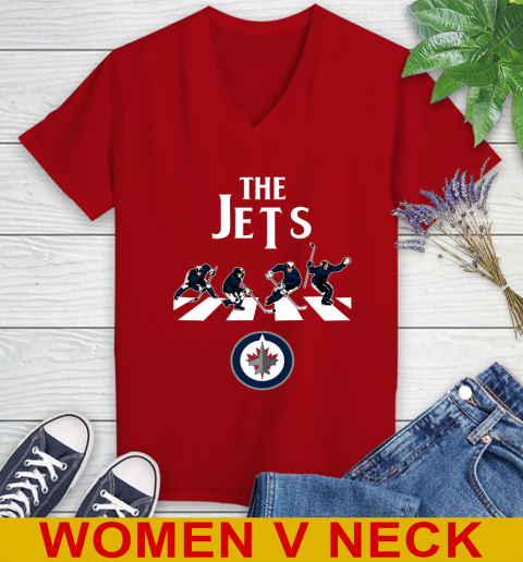 NHL Hockey Winnipeg Jets The Beatles Rock Band Shirt Women's V-Neck T-Shirt 10