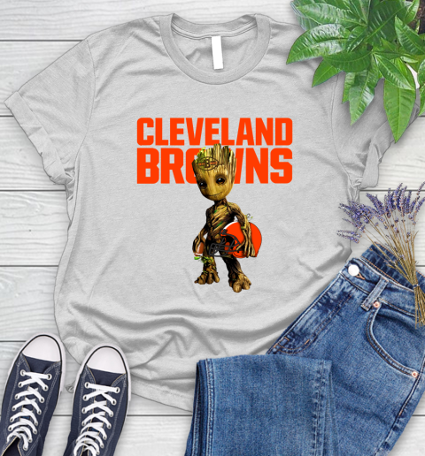 Cleveland Browns NFL Football Groot Marvel Guardians Of The Galaxy Women's T-Shirt