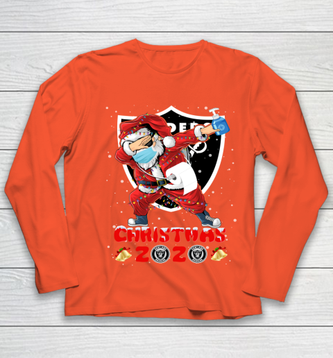 Oakland Raiders Funny Santa Claus Dabbing Christmas 2020 NFL Youth Long Sleeve 3