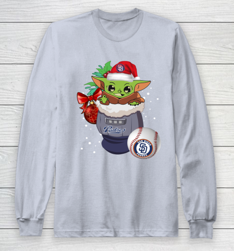 San Diego Padres Christmas Baby Yoda Star Wars Funny Happy MLB Long Sleeve T-Shirt 6