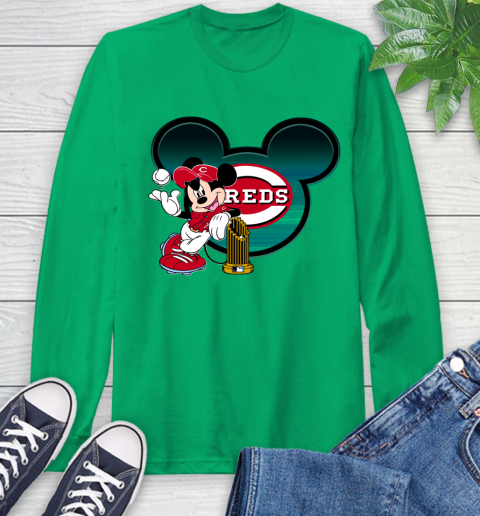 MLB Cincinnati Reds The Commissioner's Trophy Mickey Mouse Disney Long Sleeve T-Shirt 7
