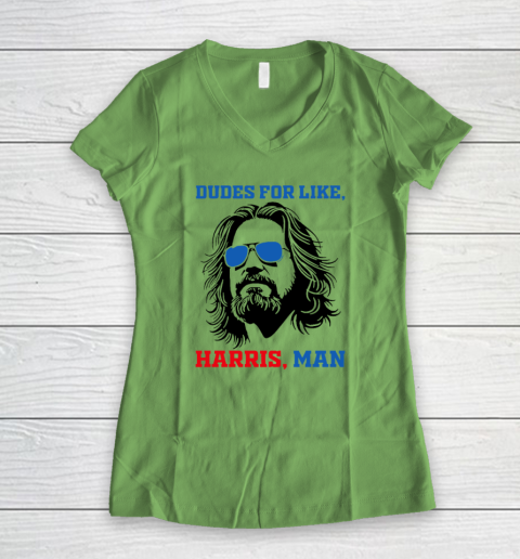 Dudes For Like Harris, Man White Dude For Kamala Harris 2024 Women's V-Neck T-Shirt 4