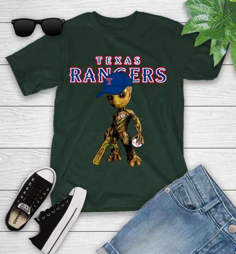 MLB Texas Rangers Groot Guardians Of The Galaxy Baseball Youth T-Shirt 5