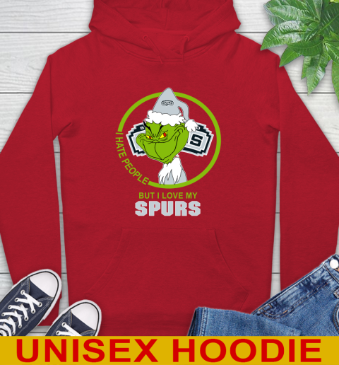 San Antonio Spurs NBA Christmas Grinch I Hate People But I Love My Favorite Basketball Team Hoodie 10