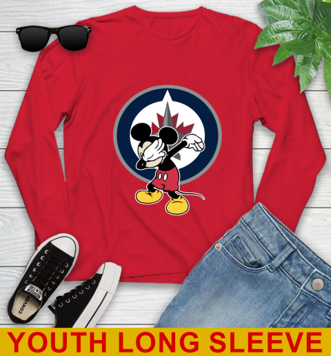 Winnipeg Jets NHL Hockey Dabbing Mickey Disney Sports Youth Long Sleeve 11
