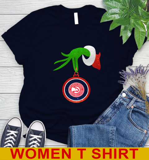 Atlanta Hawks Grinch Merry Christmas NBA Basketball Women's T-Shirt 3
