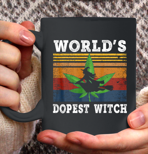 World s Dopest Witch Halloween Weed Retro Vintage Ceramic Mug 11oz