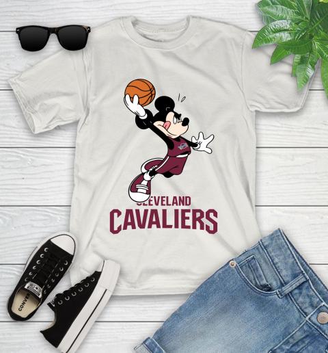 NBA Basketball Cleveland Cavaliers Cheerful Mickey Mouse Shirt Youth T-Shirt 12