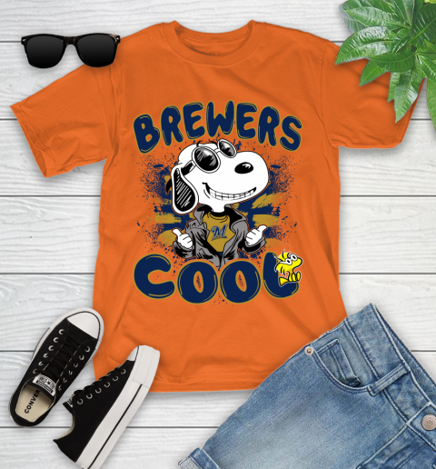 MLB Baseball Milwaukee Brewers Cool Snoopy Shirt Youth T-Shirt 8