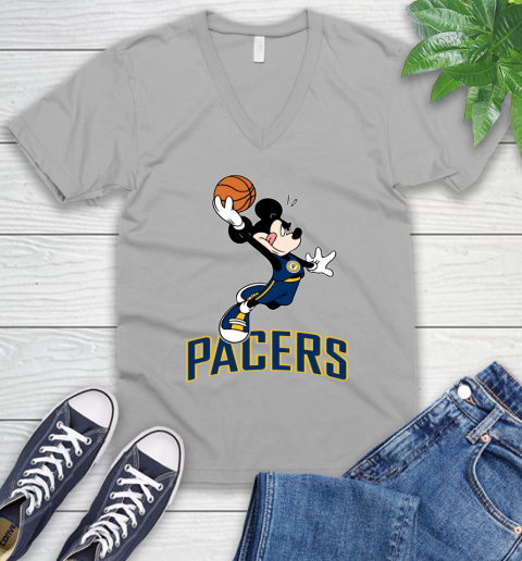 NBA Basketball Indiana Pacers Cheerful Mickey Mouse Shirt V-Neck T-Shirt 4