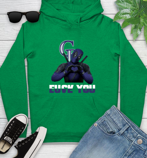 MLB Colorado Rockies Deadpool Love You Fuck You Baseball Sports Youth Hoodie 9