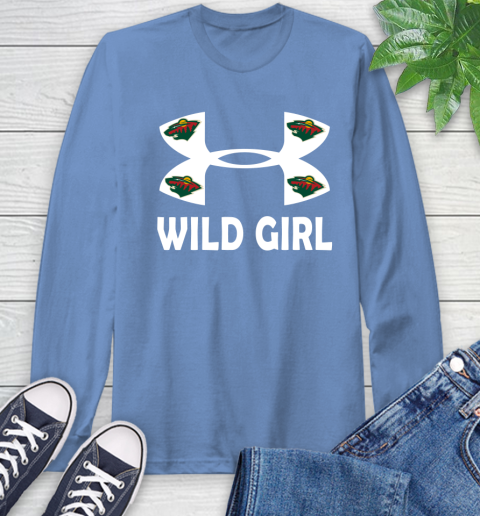 NHL Minnesota Wild Girl Under Armour Hockey Sports Long Sleeve T-Shirt 12