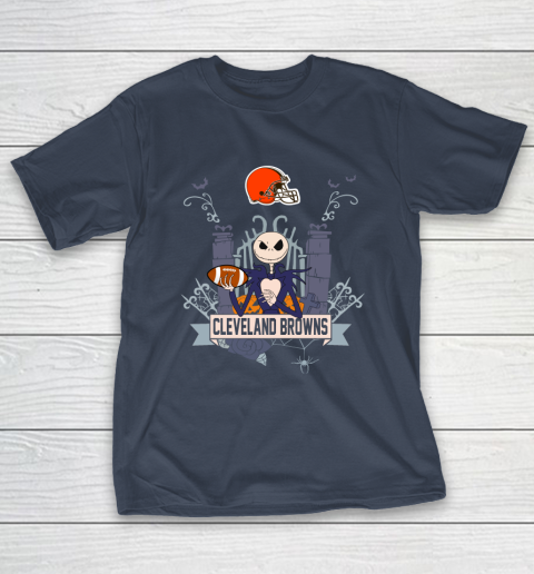 NFL Cleveland Browns Football Jack Skellington Halloween T-Shirt 3