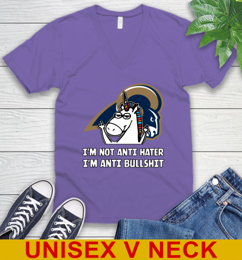 Los Angeles Rams NFL Football Unicorn I'm Not Anti Hater I'm Anti Bullshit V-Neck T-Shirt 9