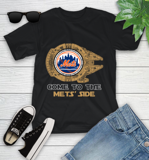MLB Come To The New York Mets Side Star Wars Baseball Sports Youth T-Shirt