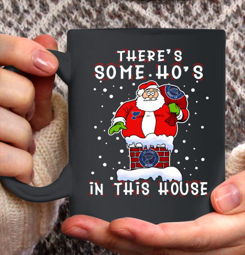 St.Louis Blues Christmas There Is Some Hos In This House Santa Stuck In The Chimney NHL Ceramic Mug 11oz