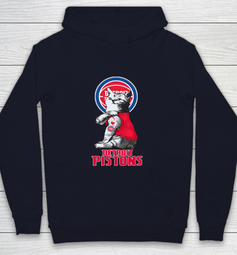 NBA Basketball My Cat Loves Detroit Pistons Youth Hoodie 2