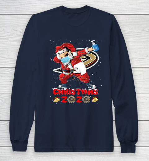 Anaheim Ducks Funny Santa Claus Dabbing Christmas 2020 NHL Long Sleeve T-Shirt 2