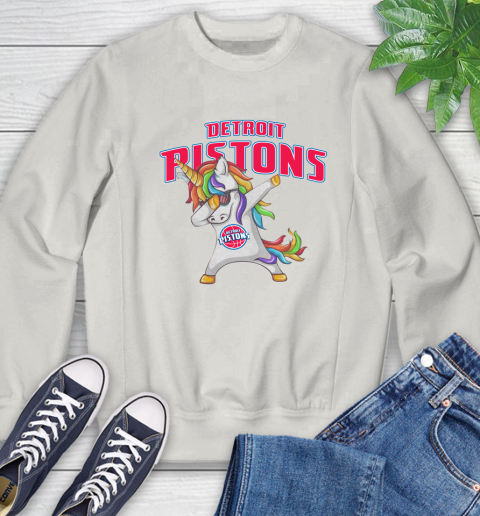 Detroit Pistons NBA Basketball Funny Unicorn Dabbing Sports Sweatshirt 12