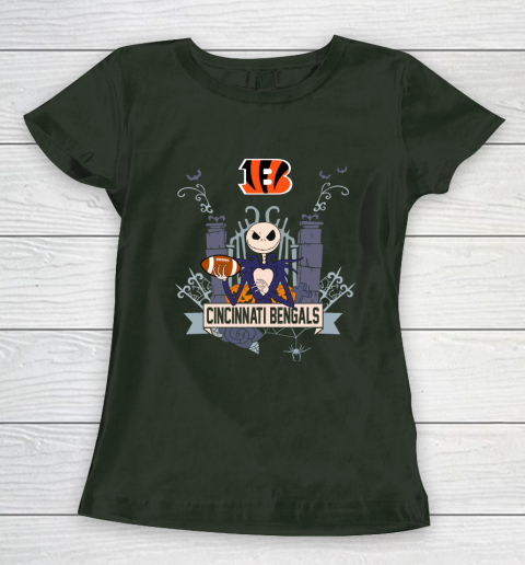NFL Cincinnati Bengals Football Jack Skellington Halloween Women's T-Shirt 4
