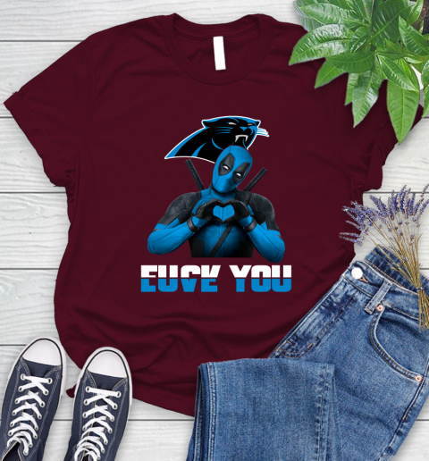 NHL Carolina Panthers Deadpool Love You Fuck You Football Sports Women's T-Shirt 7