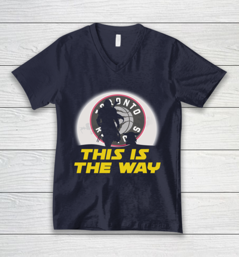 Toronto Raptors NBA Basketball Star Wars Yoda And Mandalorian This Is The Way V-Neck T-Shirt 2