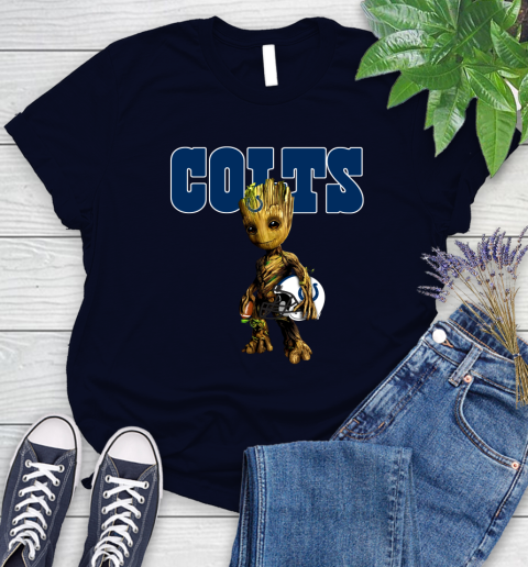 Indianapolis Colts NFL Football Groot Marvel Guardians Of The Galaxy Women's T-Shirt 3