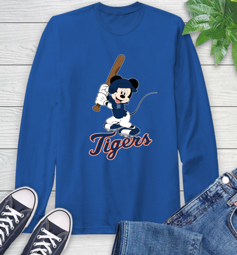 MLB Baseball Detroit Tigers Cheerful Mickey Mouse Shirt Long Sleeve T-Shirt 10