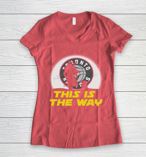 Toronto Raptors NBA Basketball Star Wars Yoda And Mandalorian This Is The Way Women's V-Neck T-Shirt 4