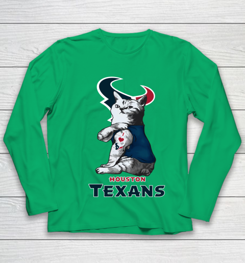 NFL Football My Cat Loves Houston Texans Youth Long Sleeve 4