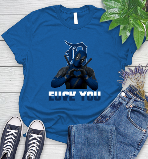 MLB Detroit Tigers Deadpool Love You Fuck You Baseball Sports Women's T-Shirt - Image 13