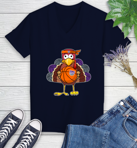 Sacramento Kings Turkey thanksgiving day Women's V-Neck T-Shirt 3