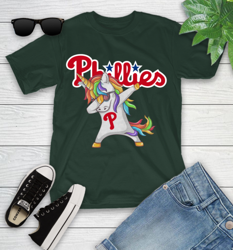 Philadelphia Phillies MLB Baseball Funny Unicorn Dabbing Sports Youth T-Shirt 5