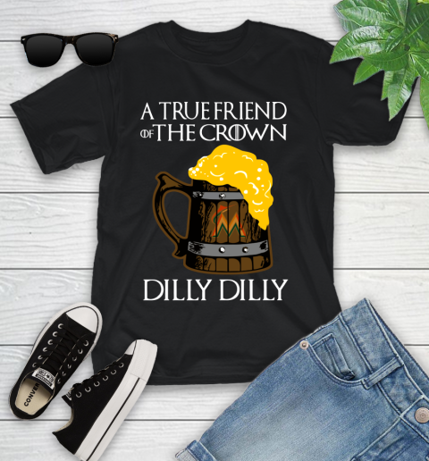 MLB Miami Marlins A True Friend Of The Crown Game Of Thrones Beer Dilly Dilly Baseball Youth T-Shirt