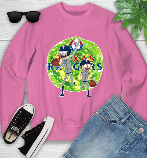 MLB Texas Rangers Rick And Morty Baseball Sports Youth Sweatshirt 7