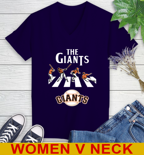 MLB Baseball San Francisco Giants The Beatles Rock Band Shirt Women's V-Neck T-Shirt 3