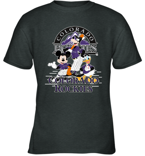Colorado Rockies Mickey Donald And Goofy Baseball Youth T-Shirt