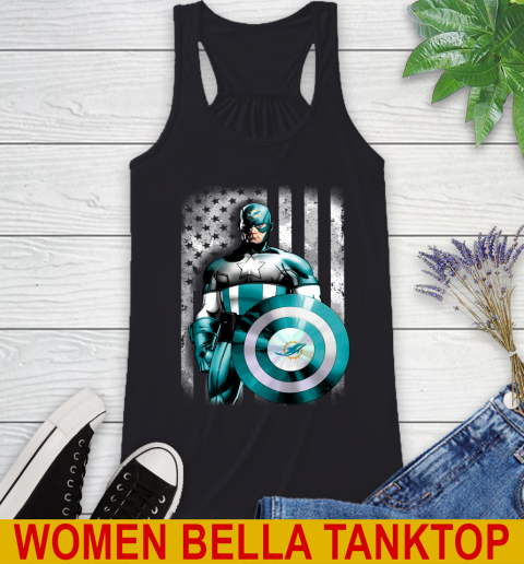 Miami Dolphins NFL Football Captain America Marvel Avengers American Flag Shirt Racerback Tank