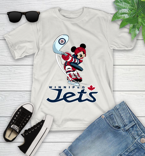 NHL Hockey Winnipeg Jets Cheerful Mickey Mouse Shirt Youth T-Shirt 12