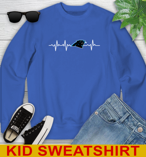 Carolina Panthers NFL Football Heart Beat Shirt Youth Sweatshirt 6