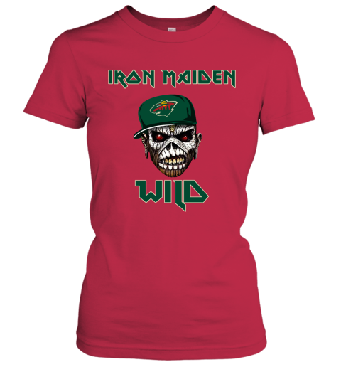 NHL Minnesota Wild Iron Maiden Rock Band Music Hockey Sports S4SHvtZCHrR ladies t shirt 20 95 151514 front red
