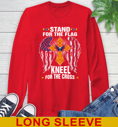 NHL Hockey Washington Capitals Stand For Flag Kneel For The Cross Shirt Long Sleeve T-Shirt 12