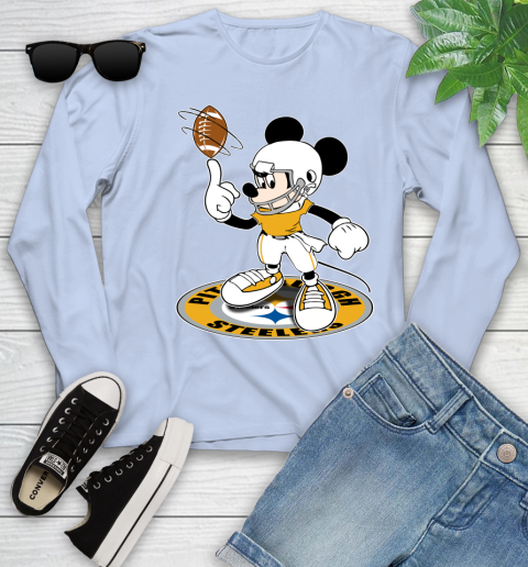 NFL Football Pittsburgh Steelers Cheerful Mickey Disney Shirt Youth Long Sleeve 9