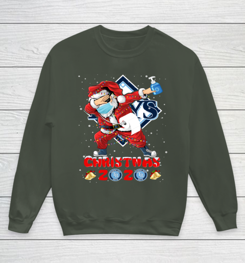 Tampa Bay Rays Funny Santa Claus Dabbing Christmas 2020 MLB Youth Sweatshirt 8