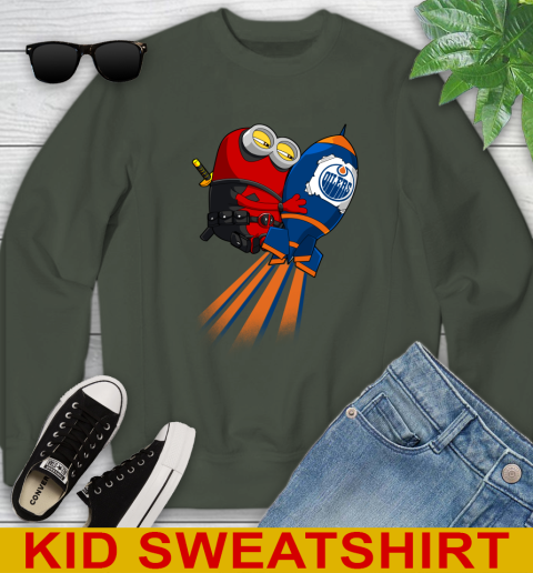 NHL Hockey Edmonton Oilers Deadpool Minion Marvel Shirt Youth Sweatshirt 8