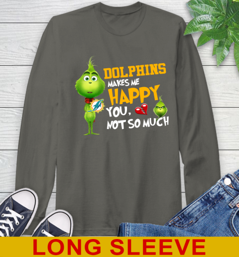 NFL Miami Dolphins Makes Me Happy You Not So Much Grinch Football Sports Long Sleeve T-Shirt 10