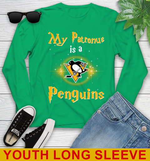 NHL Hockey Harry Potter My Patronus Is A Pittsburgh Penguins Youth Long Sleeve 7