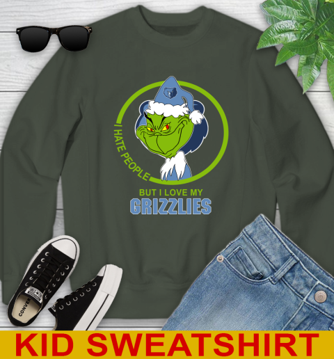Memphis Grizzlies NBA Christmas Grinch I Hate People But I Love My Favorite Basketball Team Youth Sweatshirt 9