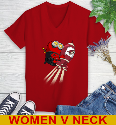 NHL Hockey Arizona Coyotes Deadpool Minion Marvel Shirt Women's V-Neck T-Shirt 10